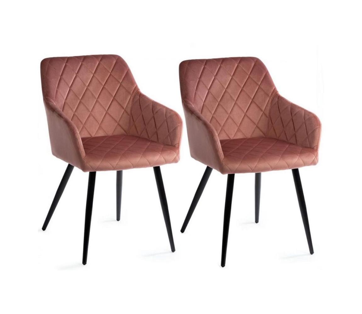 HowHomely SADA 2x Jídelní židle RICO růžová 