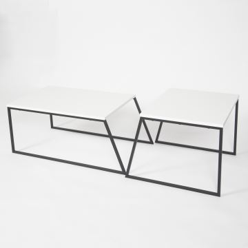 SADA 2x Konferenční stolek PAL bílá/černá