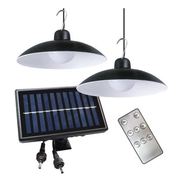 SADA 2x LED Solární závěsné svítidlo se soumrakovým senzorem LED/6W/3,7V 2000 mAh IP44 + dálkové ovládání