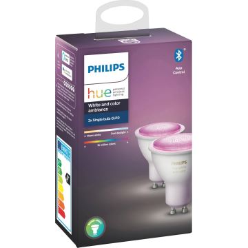 SADA 2x LED Stmívatelná žárovka Philips White And Color Ambiance Hue GU10/4,3W/230V 2000-6500K