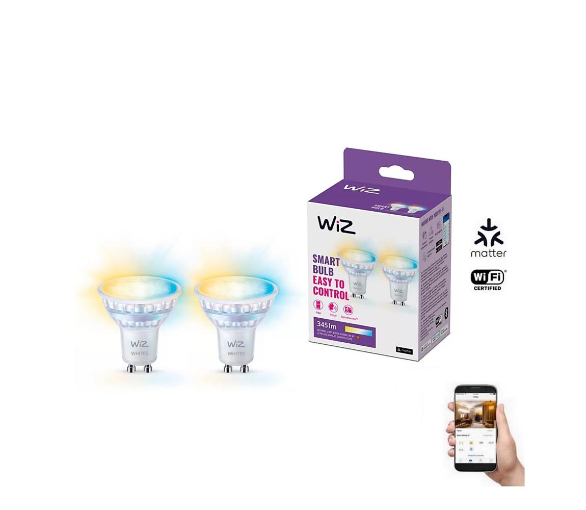 WiZ SET 2x LED skleněná žárovka GU10 PAR16 4,9W 50W 345lm 2700-6500K IP20, stmívatelná