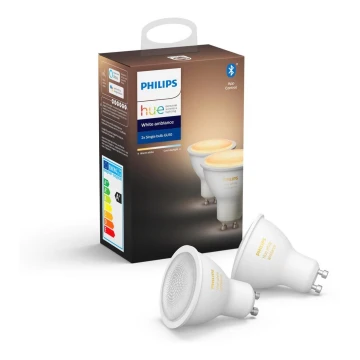 SADA 2x LED Stmívatelná žárovka Philips Hue WHITE AMBIANCE GU10/5W/230V 2200-6500K