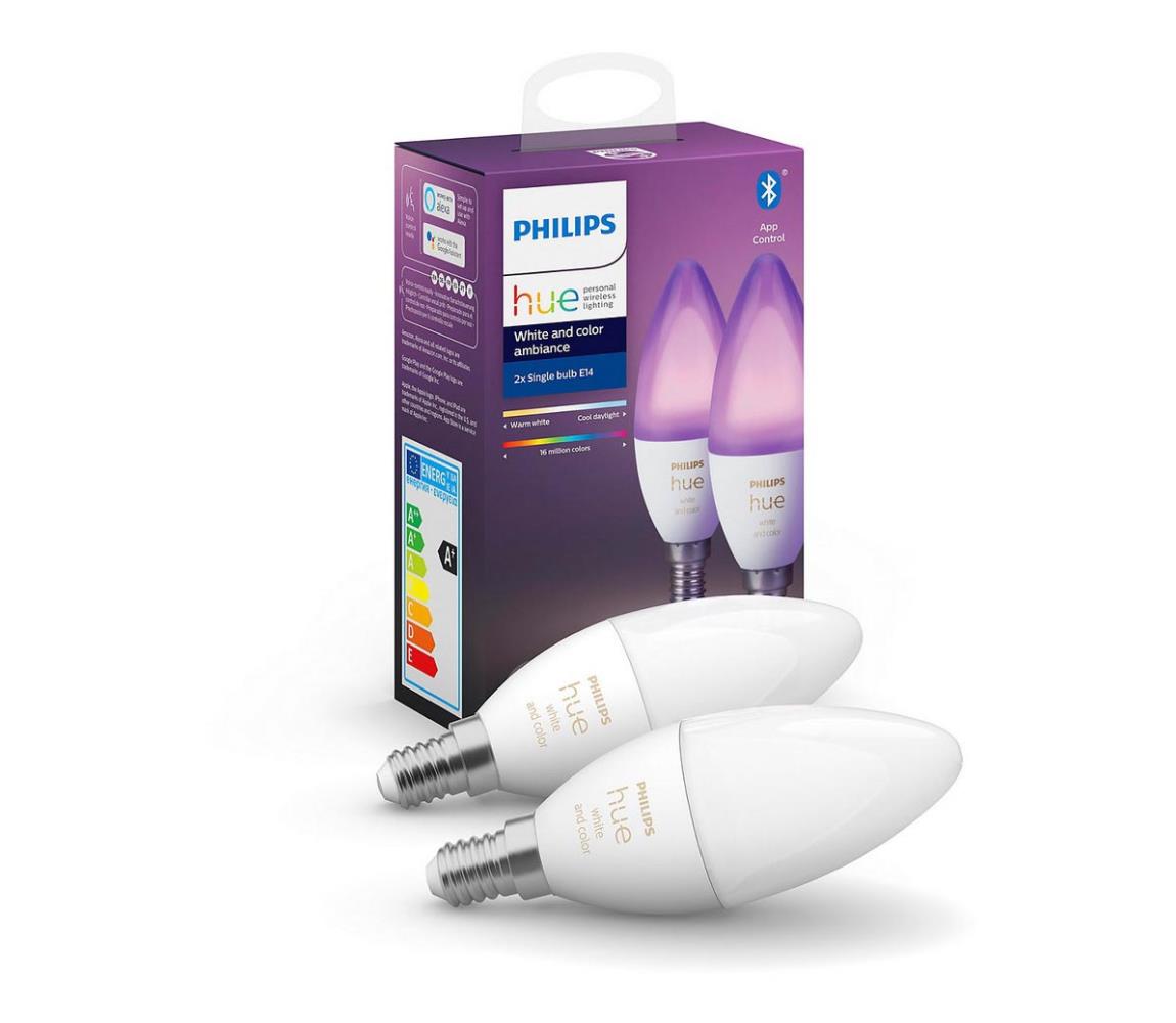 Philips SADA 2x LED Stmívatelná žárovka Philips Hue WHITE AND COLOR E14/5,3W/230V P3947