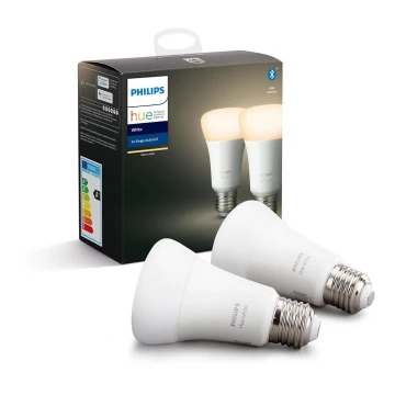 SADA 2x LED Stmívatelná žárovka Philips Hue WHITE E27/9W/230V 2700K