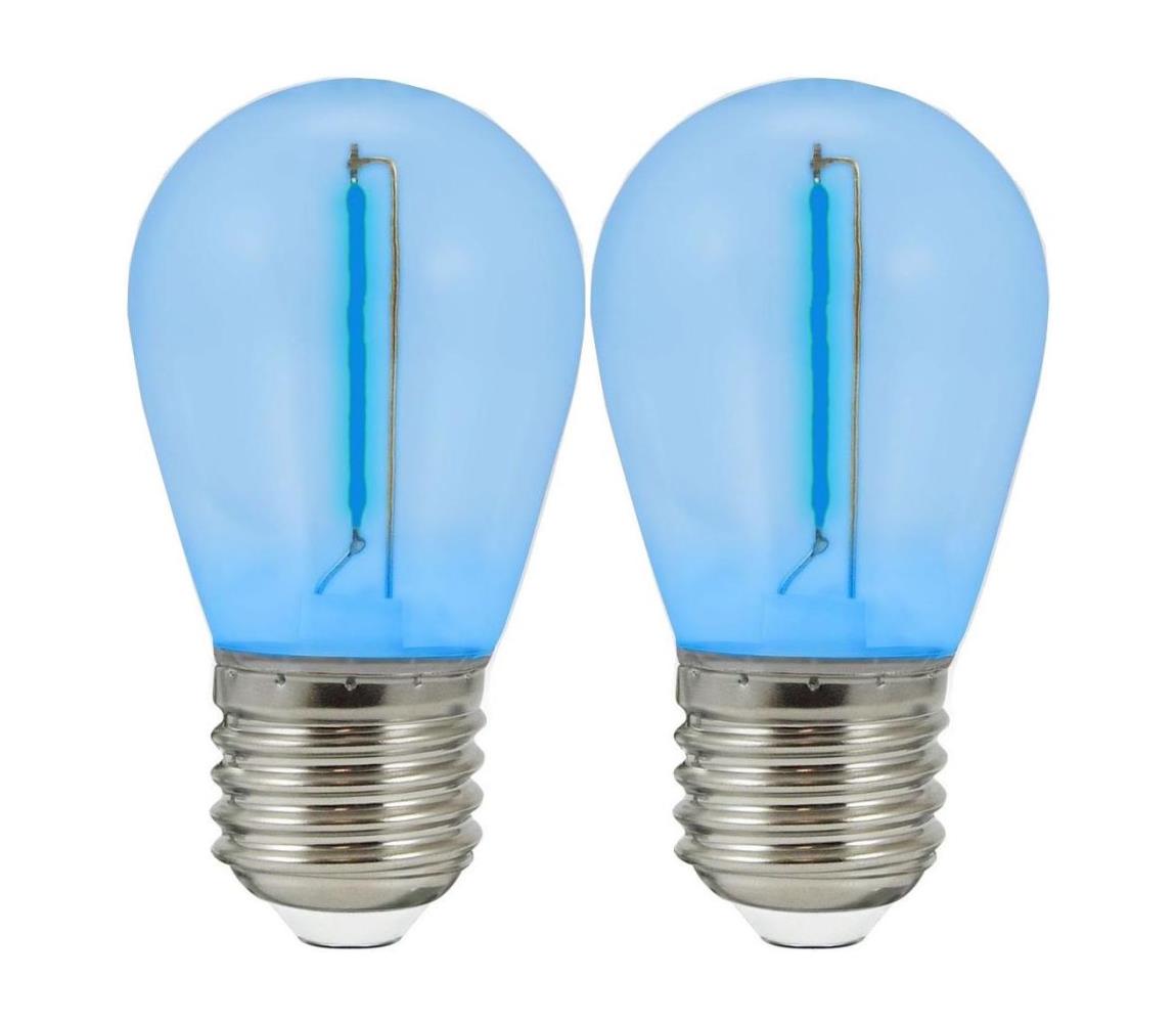  SADA 2x LED Žárovka PARTY E27/0,3W/36V modrá 