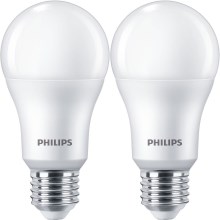 SADA 2x LED Žárovka Philips A67 E27/13W/230V 4000K