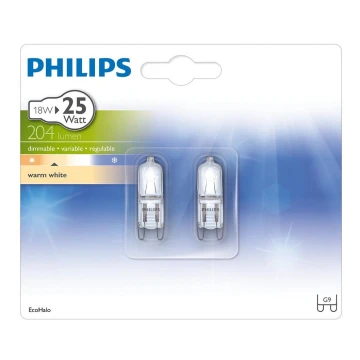 SADA 2x Průmyslová žárovka Philips ECOHALO G9/18W/230V 2800K