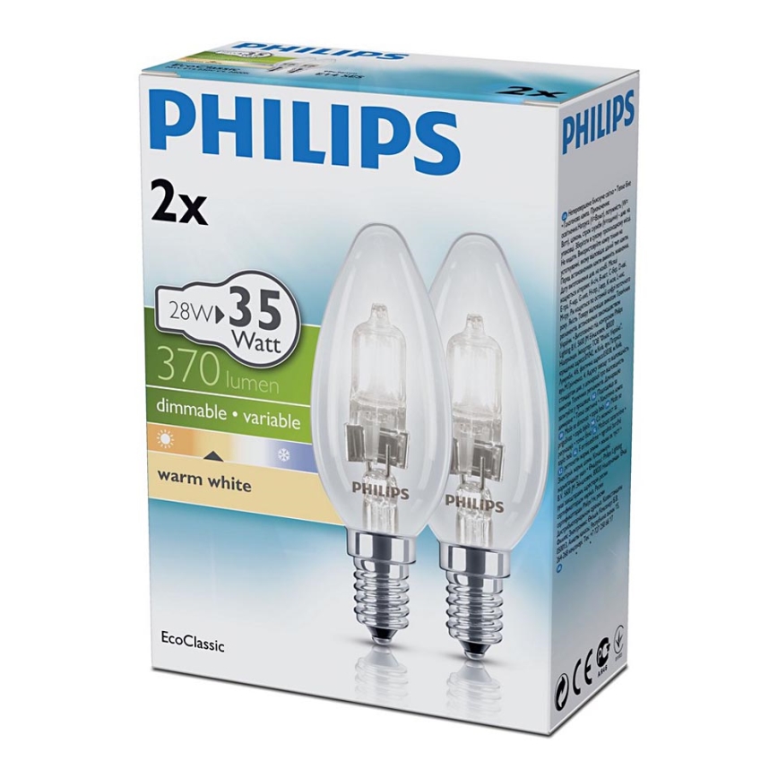 SADA 2x Stmívatelná průmyslová žárovka E14/28W/230V 2800K - Philips