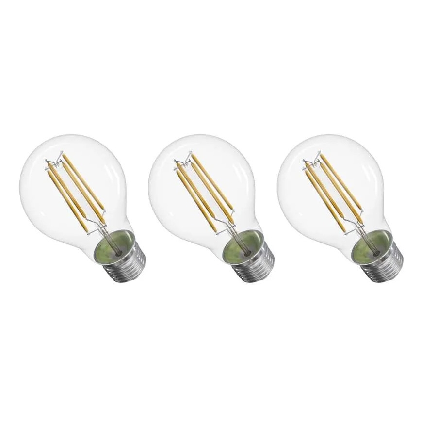 SADA 3x LED Žárovka FILAMENT A60 E27/3,8W/230V 4000K Energetická třída A