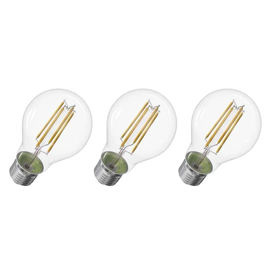 SADA 3x LED Žárovka FILAMENT A60 E27/3,8W/230V 4000K Energetická třída A