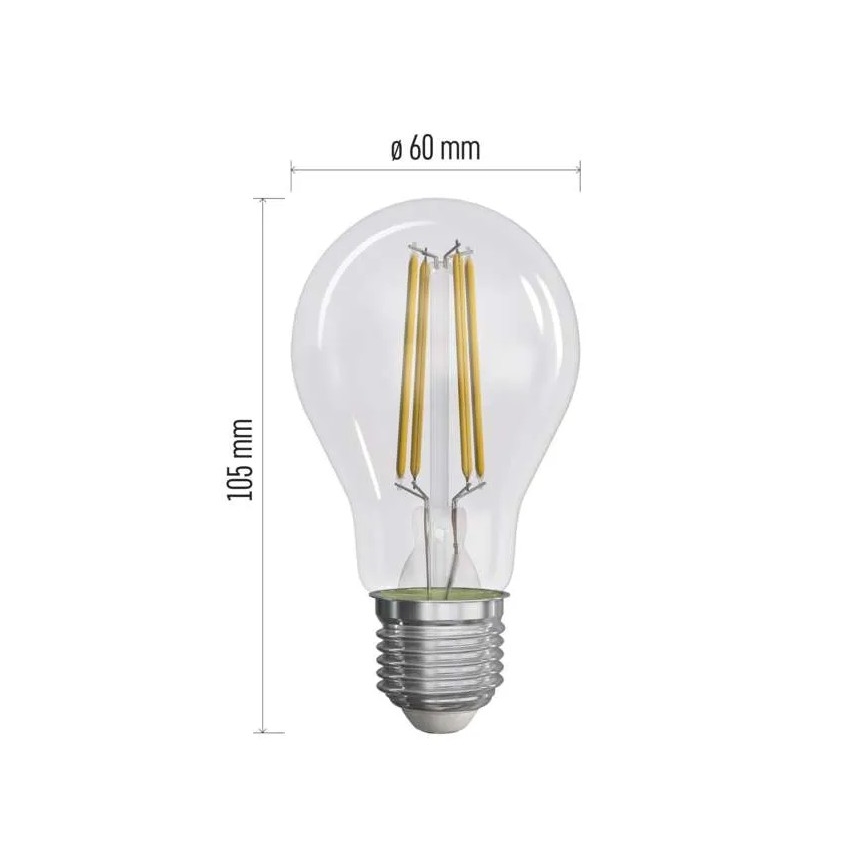 SADA 3x LED Žárovka FILAMENT A60 E27/5W/230V 4000K Energetická třída A