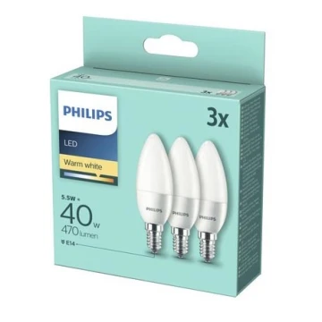 SADA 3x LED Žárovka Philips B35 E14/5,5W/230V 2700K