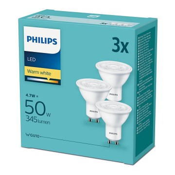 SADA 3x LED Žárovka Philips GU10/4,7W/230V 2700K