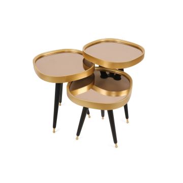 SADA 3x Odkládací stolek ALYS zlatá/černá