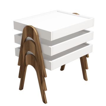 SADA 3x Odkládací stolek ROMA bílá/hnědá