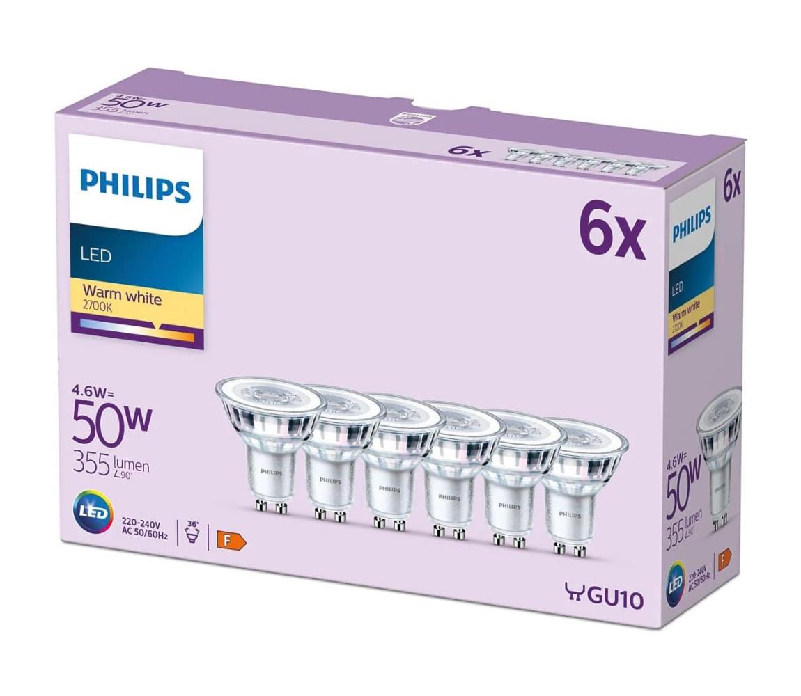 Philips SADA 6x LED Žárovka Philips GU10/4,6W/230V 2700K
