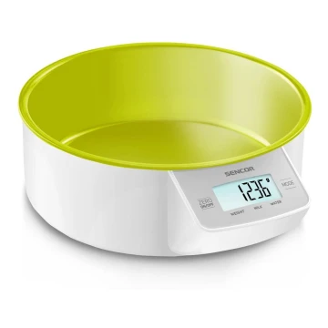 Sencor - Digitální kuchyňská váha 2xAAA bílá/zelená