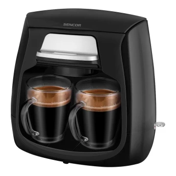 Sencor - Kávovar se dvěma hrnky 500W/230V černá