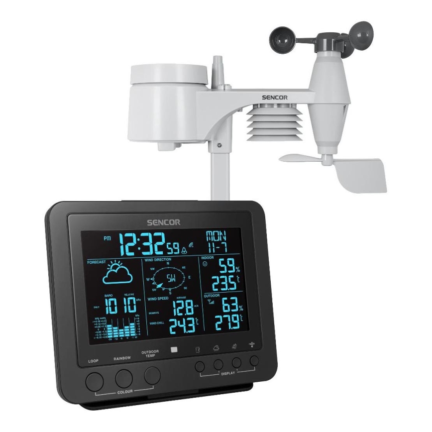 Sencor - Profesionální meteostanice s barevným LCD displejem 1xCR2032