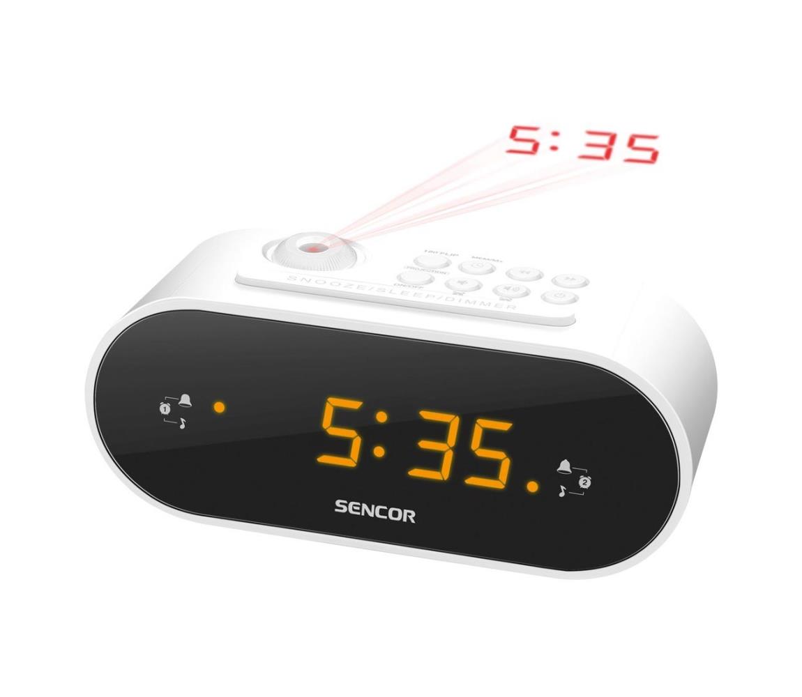 Sencor Sencor - Radiobudík s LED displejem a projektorem 5W/230V bílá 