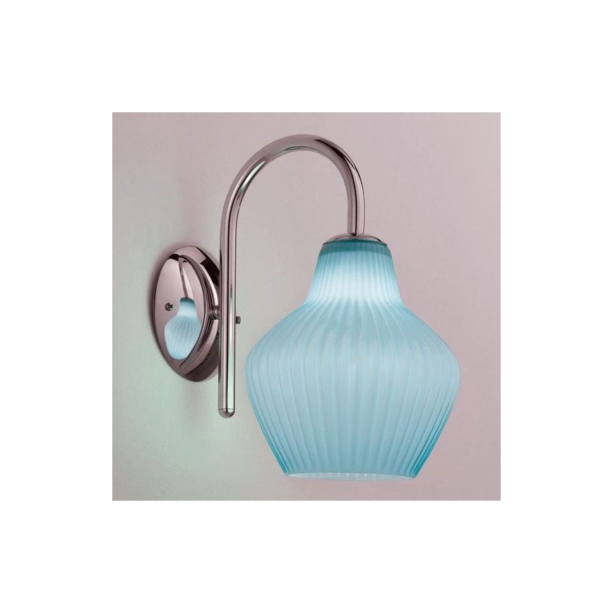 SIRU - Nástěnná lampa LONDON 1xE27/60W/230V modrá/lesklý chrom benátské sklo