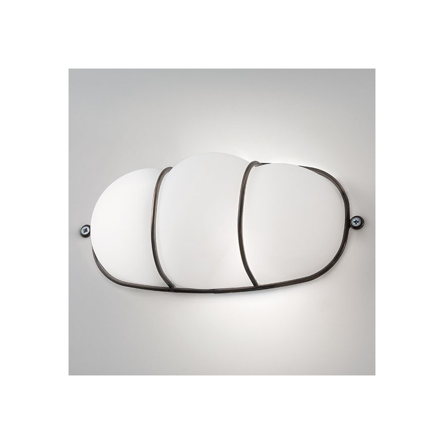 SIRU - Nástěnné svítidlo CAGE 1xGX53/10W/230V 22 cm černá/bílá benátské sklo
