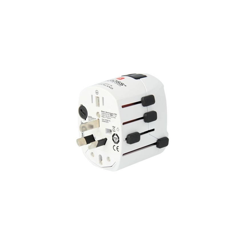 Univerzální cestovní adaptér pro celý svět 230V + USB port