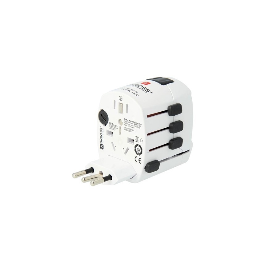 Univerzální cestovní adaptér pro celý svět 230V + USB port