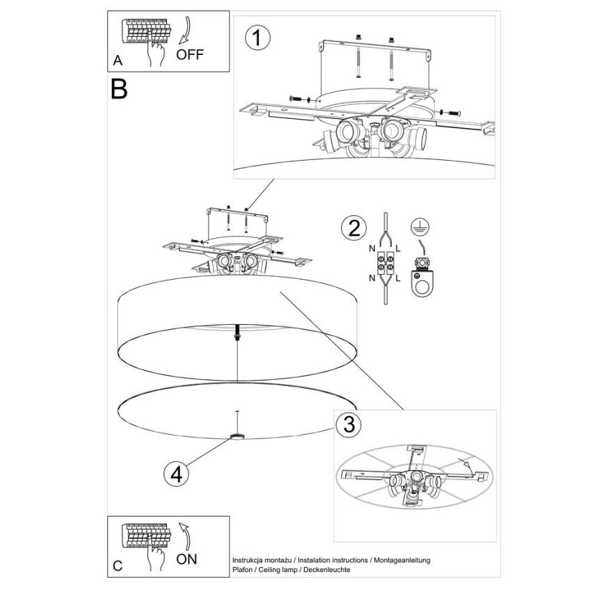 Stropní svítidlo SKALA 6xE27/60W/230V pr. 70 cm bílá