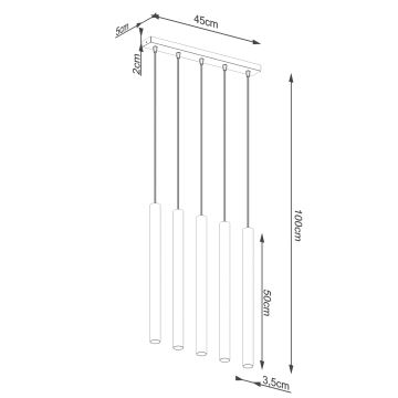 Lustr na lanku PASTELO 5xG9/8W/230V beton