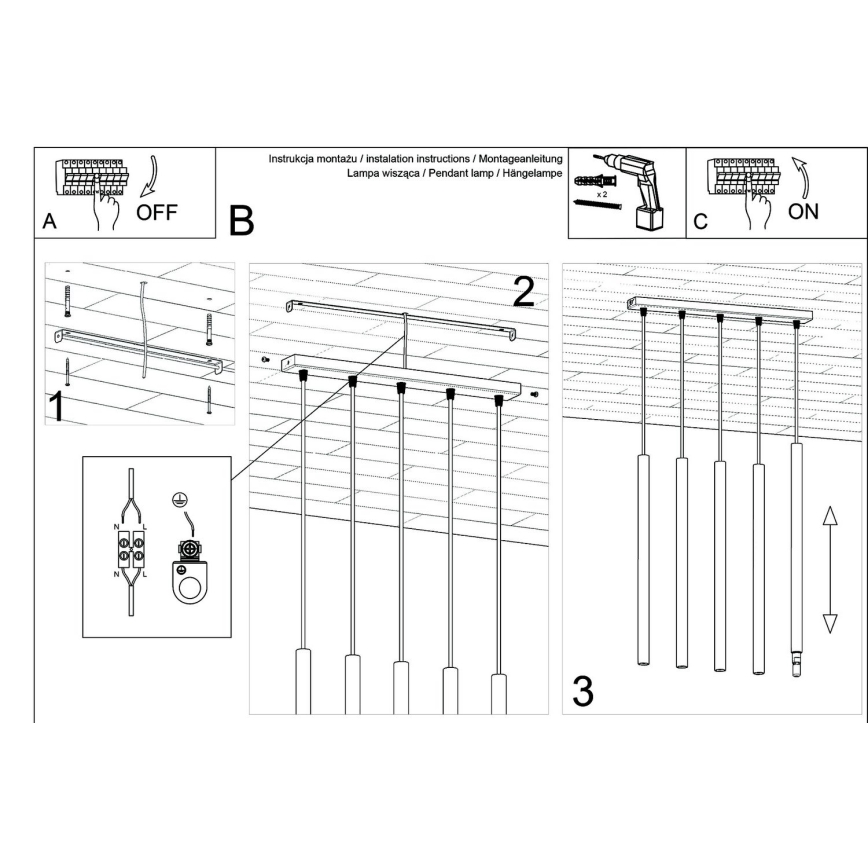 Lustr na lanku PASTELO 5xG9/8W/230V beton