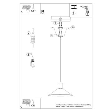 Lustr na lanku JAGA 1xE27/15W/230V pr. 30 cm bílá