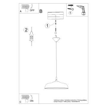 Lustr na lanku GINA 1xE27/15W/230V pr. 38 cm bílá