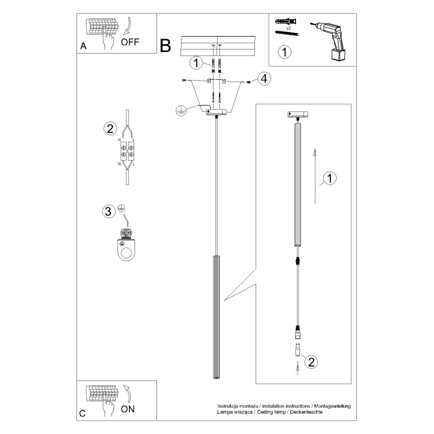 Lustr na lanku ARCHE 1xG9/8W/230V zlatá