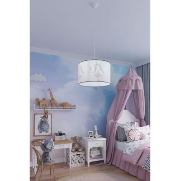 Dětský lustr na lanku PRINCESS 1xE27/15W/230V pr. 30 cm princezna