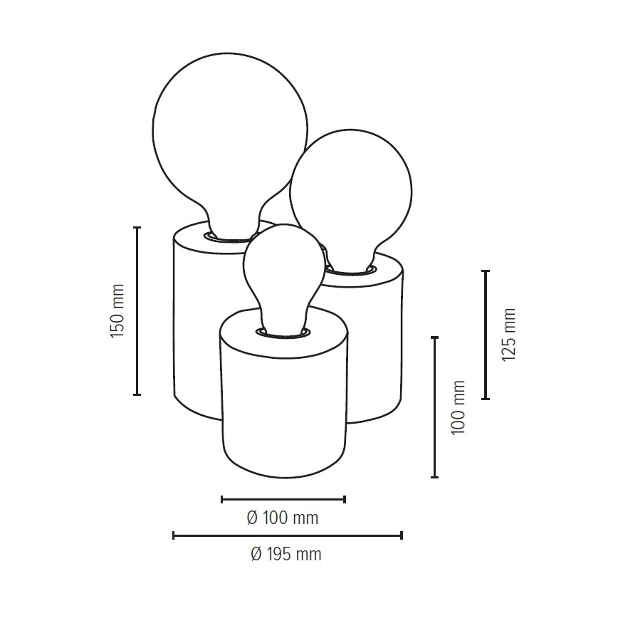 Stolní lampa VINCENT 3xE27/15W/230V dub – FSC certifikováno