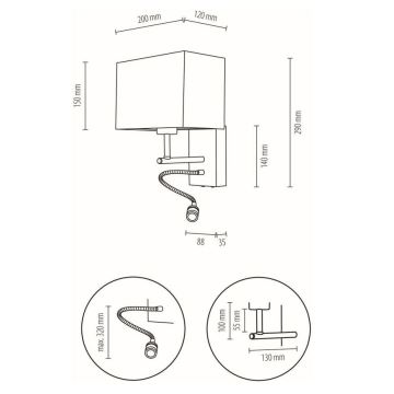 LED Flexibilní svítidlo BOHO 1xE27/25W + LED/1W/230V dub – FSC certifikováno