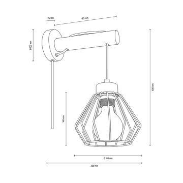 Nástěnná lampa MUG 1xE27/15W/230V borovice – FSC certifikováno