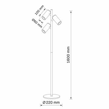 Stojací lampa MARIBEL 3xGU10/12W/230V černá