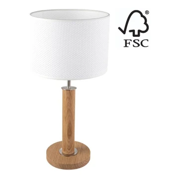 Stolní lampa BENITA 1xE27/60W/230V 48 cm bílá/dub – FSC certifikováno