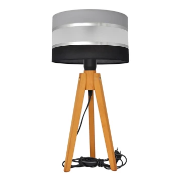 Stolní lampa HELEN 1xE27/60W/230V šedá/černá/chrom/dub