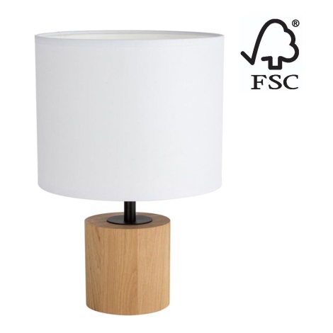 Stolní lampa KRETA 1xE27/25W/230V borovice/bílá – FSC certifikováno