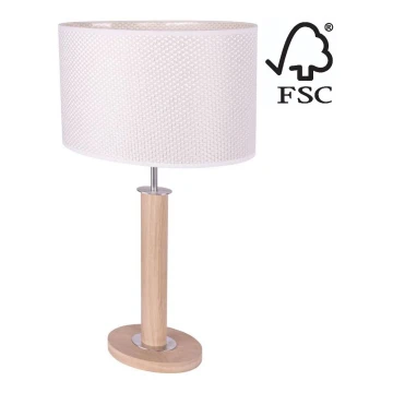 Stolní lampa MERCEDES 1xE27/40W/230V 60 cm krémová/dub – FSC certifikováno