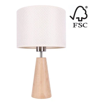 Stolní lampa MERCEDES 1xE27/40W/230V pr. 43 cm krémová/dub – FSC certifikováno