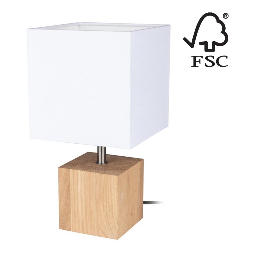 Stolní lampa TRONGO SQUARE 1xE27/25W/230V dub – FSC certifikováno