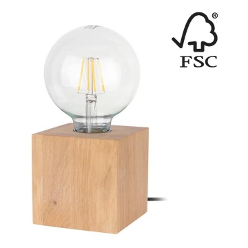 Stolní lampa TRONGO SQUARE 1xE27/25W/230V dub – FSC certifikováno