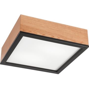 Stropní svítidlo OAK SQUARE 2xE27/15W/230V 31x31 cm dub/černá