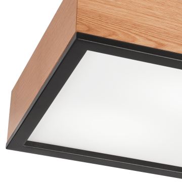 Stropní svítidlo OAK SQUARE 2xE27/15W/230V 31x31 cm dub/černá