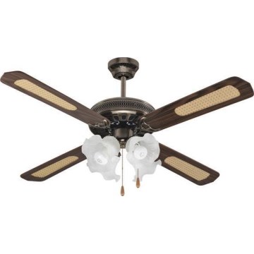 Stropní ventilátor 4xE27/70W/230V pr. 132 cm hnědá/bronz