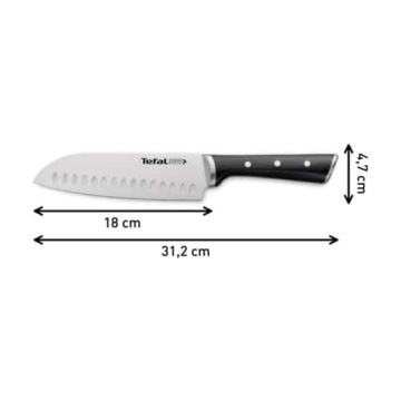 Tefal - Nerezový nůž santoku ICE FORCE 18 cm chrom/černá